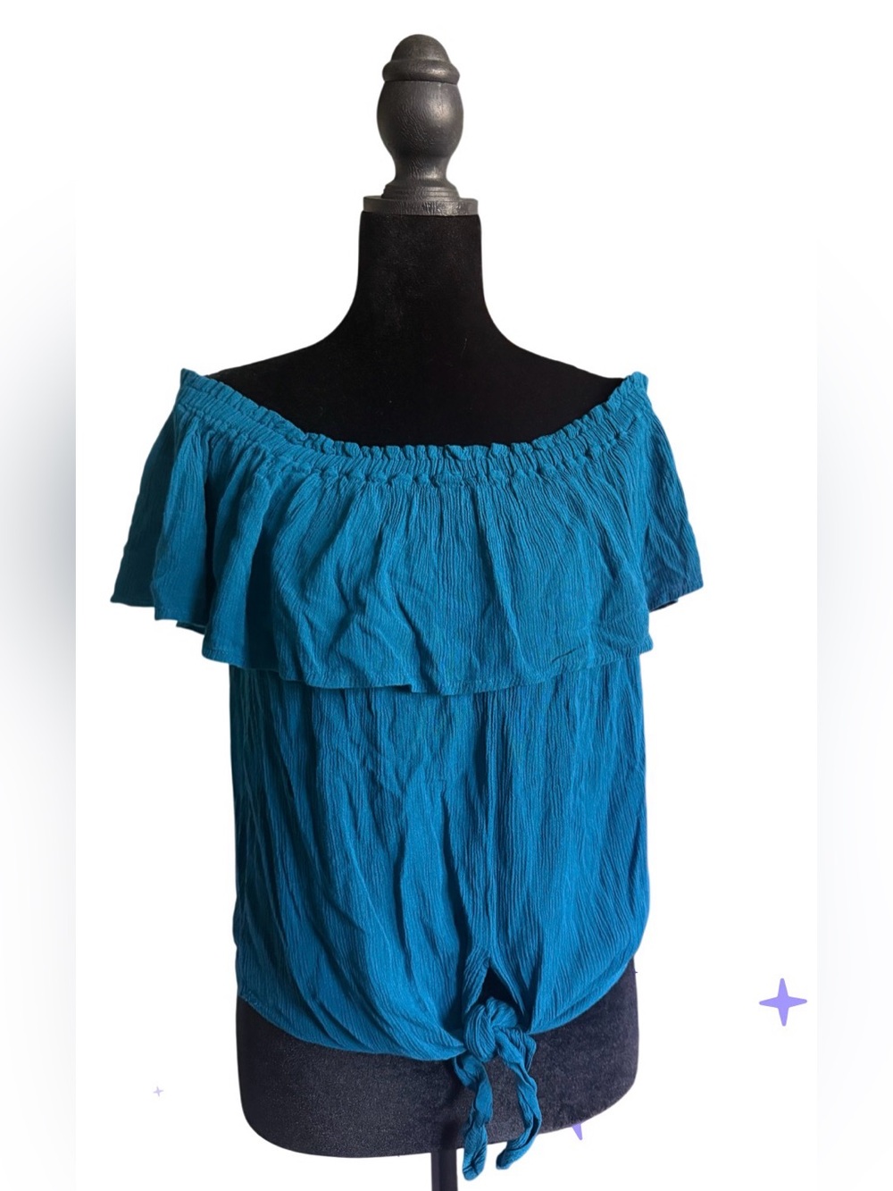 Express Teal Crinkled Textured Blouse